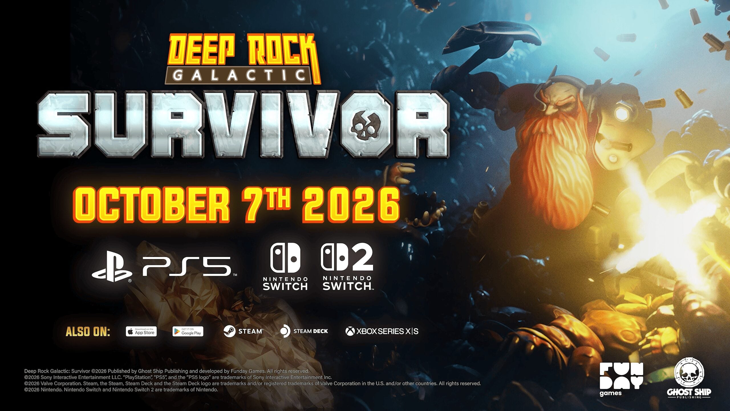 Deep Rock Galactic: Survivor llegará a PS5, Switch 2 y Switch el 7 de octubre